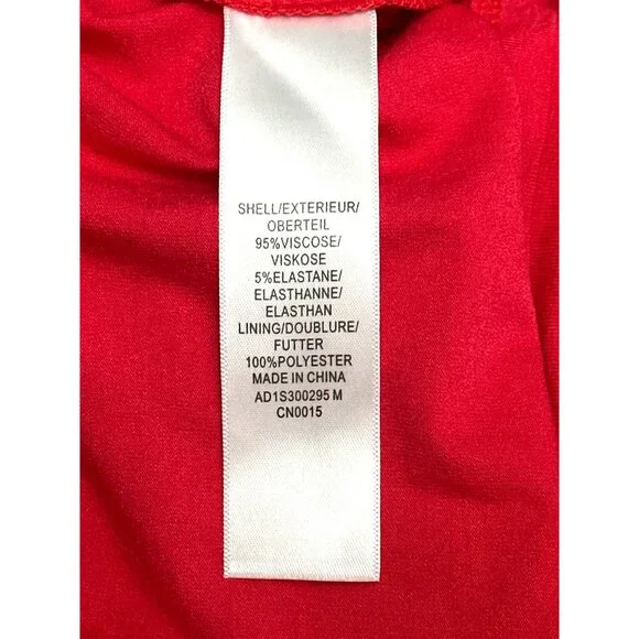 Adrianna Papell Size L Red Keyhole Embroidered Sharkbite Tunic Top Luxury City - Picture 9 of 10